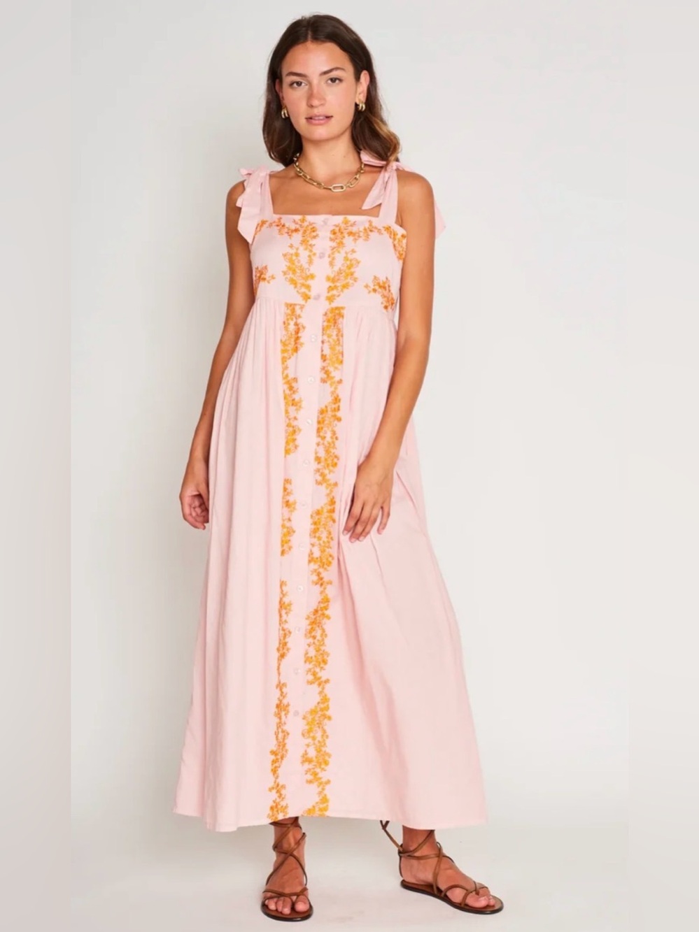 Allegra embroidered maxi dress by Dra Los Angeles.